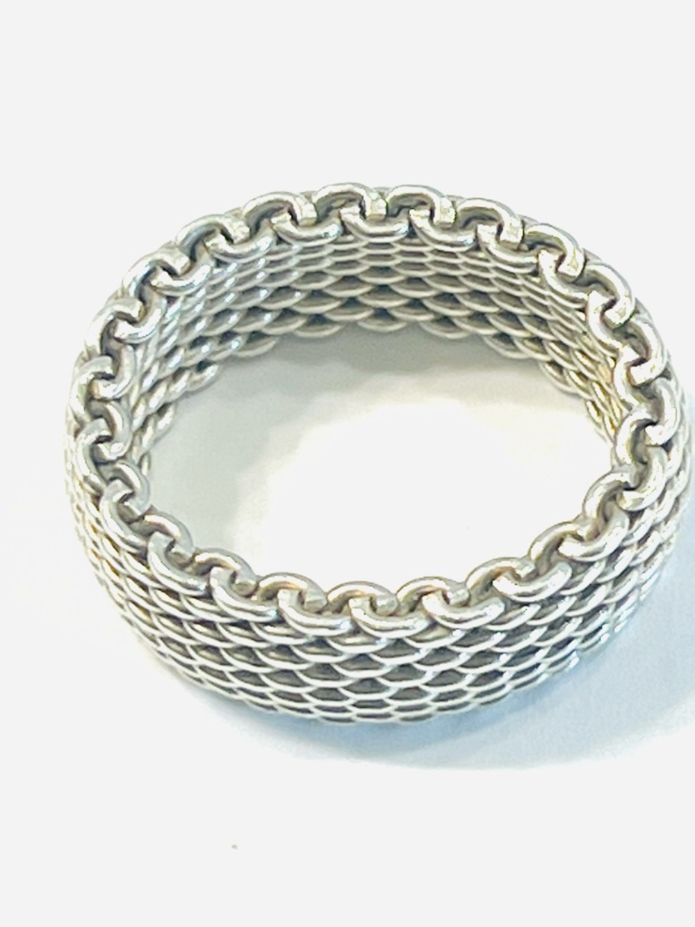 Tiffany & Co. Silver Woven Mesh Chain Band 8.5
